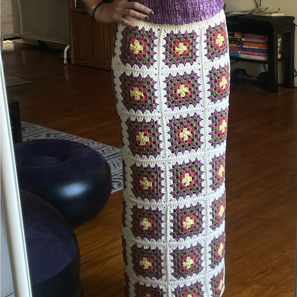 Crochet granny square skirt
